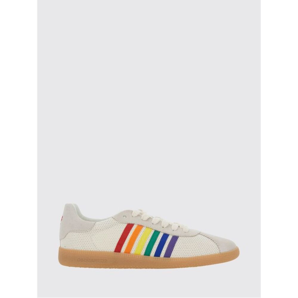 Low Top Dsquared2 Trainers In Leather And Mesh With Multicolour Stripes